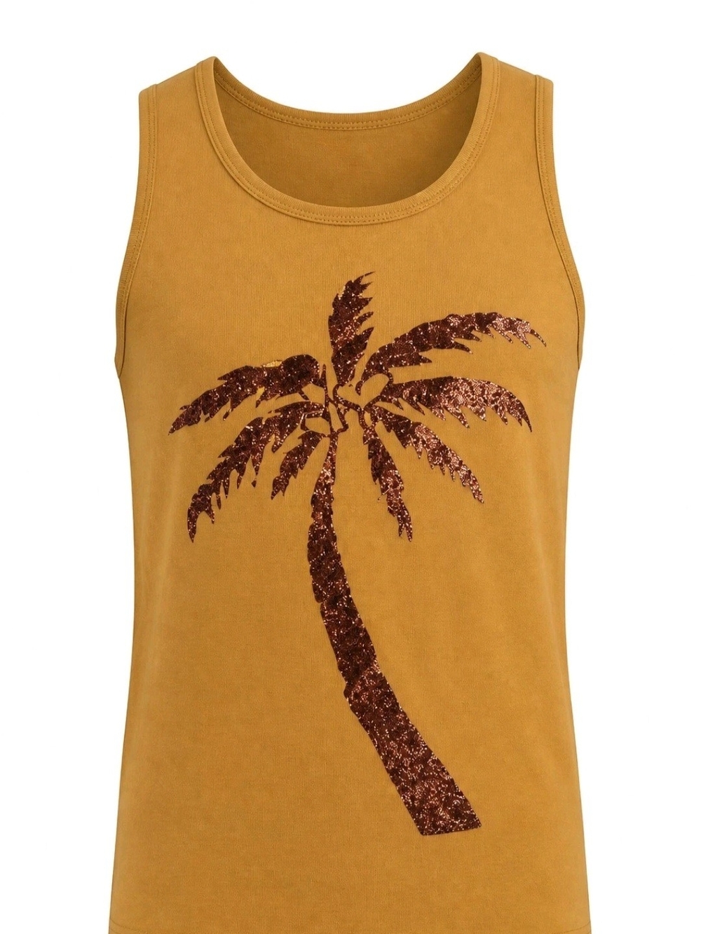 The Children's Place Mustard Tank Top with Copper Palm Graphic